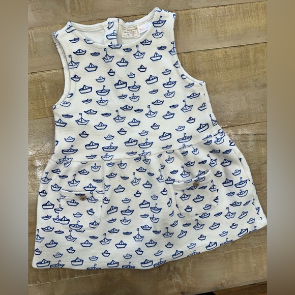 Zara baby girl sailboat white sleeveless cute babydoll dress - Picture 3 of 10